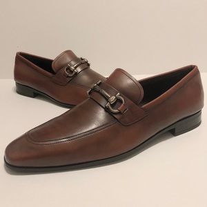 Salvatore Ferragamo Gancini Bit Brown Loafers 10D